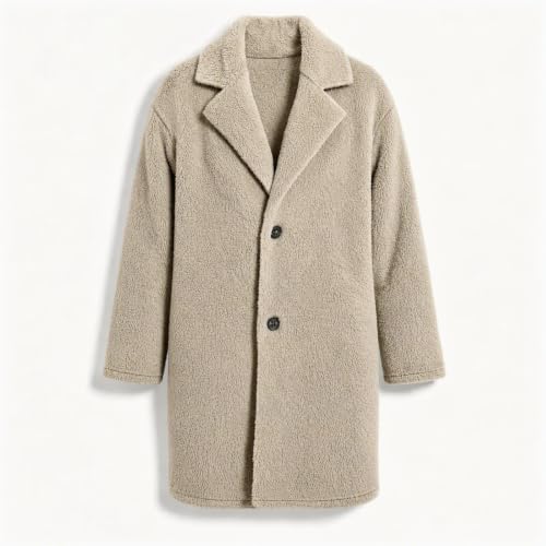 YMADREIG Teddy Jacket Women Notch Lapel Collar Button Down Fleece Coat - image 4