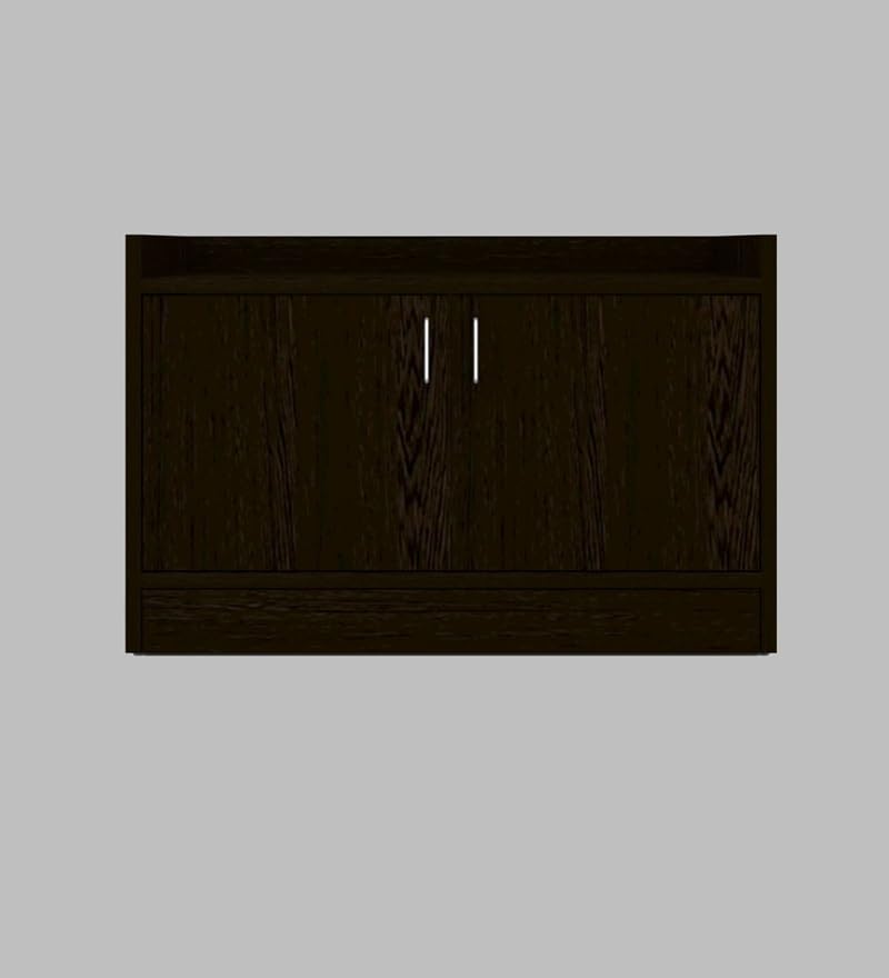 Image of SPECIALITY PANELS 2 Door Shoe Rack with Cushion | 2 Door Shoe Cabinet with Storage Bench | Shoe Organizer for Entryway Home Living Room | 75 x 49 x 37.5 cm Storage | DIY Assembly | Dark Brown Wood