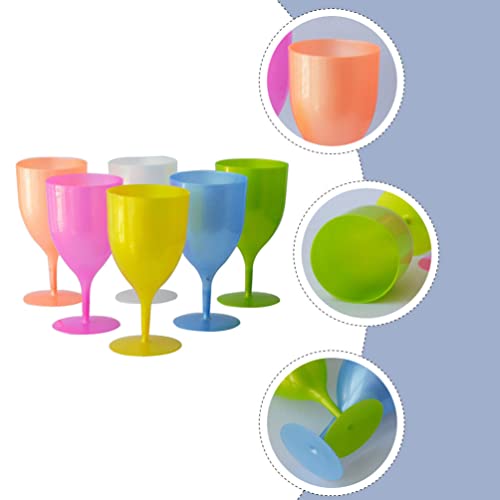 Colorful Plastic Party Goblets Cups: 6Pcs 380Ml Unbreakable Acrylic Wine Glasses Stackable Water Tumbler Easter Cocktail Cup For Home Wedding #TOP6