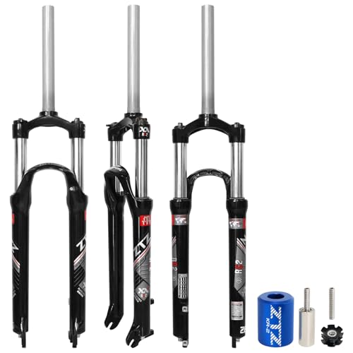 Exceedhub 26 Inch MTB Suspension Fork, Travel 120mm, 28.6mm Straight Tube QR 9mm, 100mm Spacing Hub, Crown Lockout Aluminum Alloy Shock Absorber XC Mountain Bike Front Fork