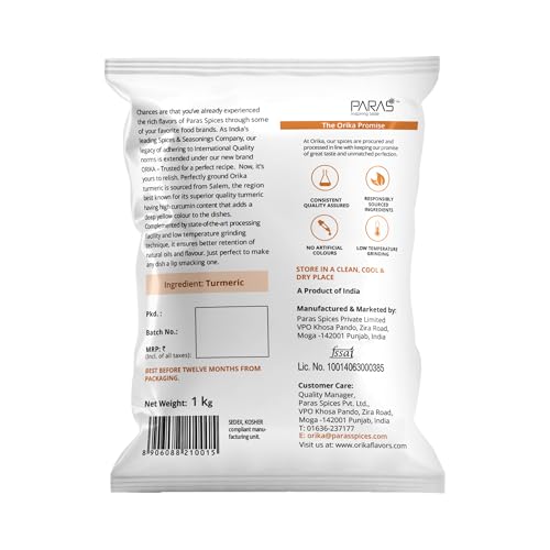 Image of Orika Turmeric Powder | Pure & Natural Haldi Powder | Quality, Rich Aroma & Natural Golden Color | Perfect for Cooking Professional (1 Kg)