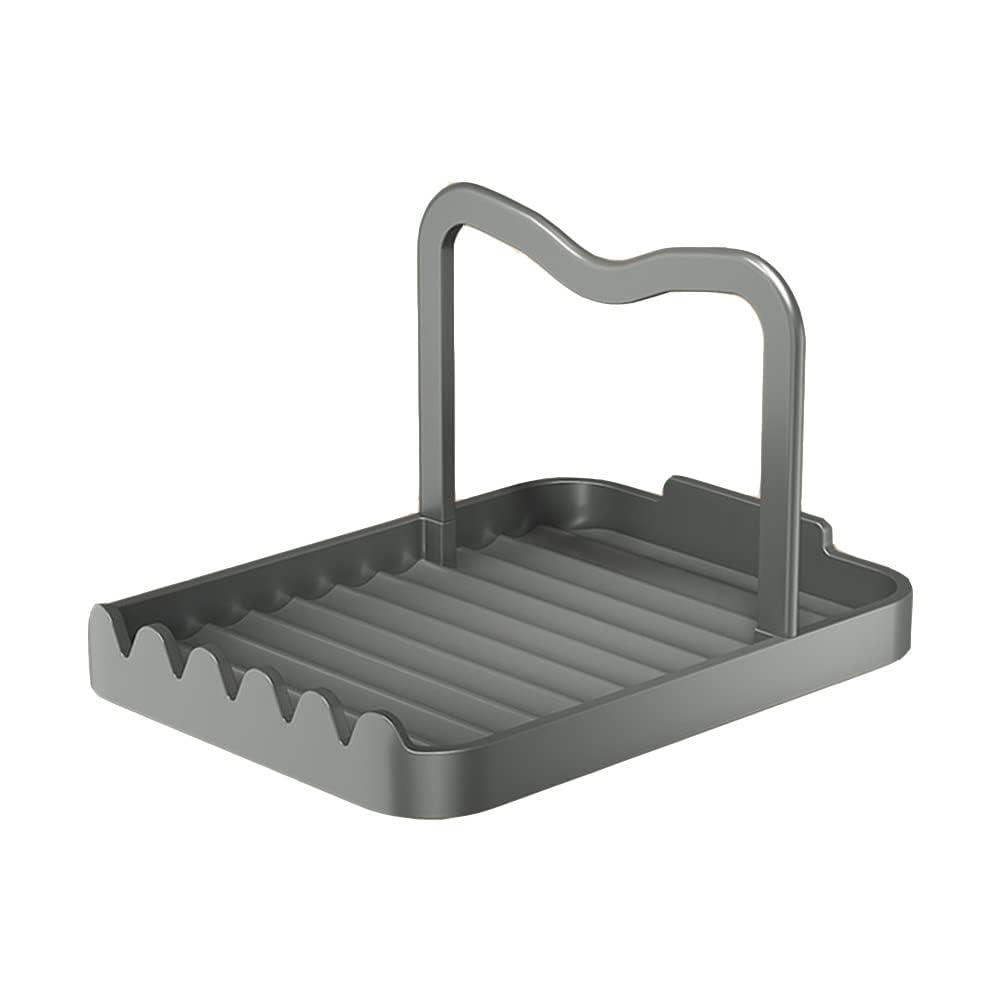 STARRY G Poggiamestolo da cucina con supporto per coperchio, supporto per utensili da cucina con tappetino antigoccia, supporto per coperchio resistente al calore, organizer da appoggio per mestoli