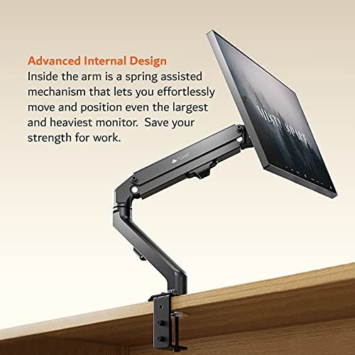 Image of Artikel Monitor Desk Mount | Adjustable Spring Assisted Monitor Arm | VESA Mount with C Clamp & Grommet Mounting Base | Computer Monitor Stand for Screen up to 27 inch | Economy Single Series | Black