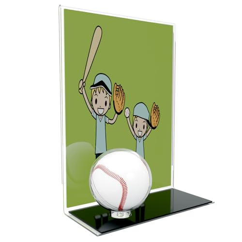 Baseball Display Case for Ball - Baseball Case Display, Clear UV-Resistant Acrylic Official Size Ball Holder Ring Stand with Vertical 8x10 Inch Photo Holder
