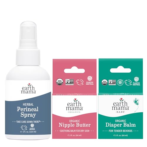 Image of All Mama Needs Kit by Earth Mama | Organic Nipple Butter™ Breastfeeding Cream, Herbal Perineal Spray, Organic Diaper Balm-Diaper Cream for Baby