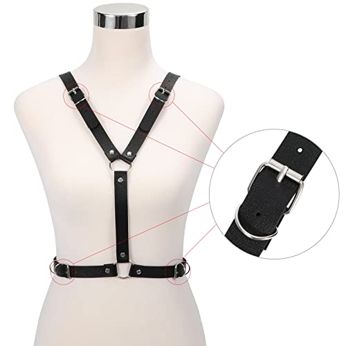 XZQTIVE Women's Body Belt Vest Punk Leather Chain Belts For Dresses Skinny Waist Belts Goth Costume Accessories Belts4