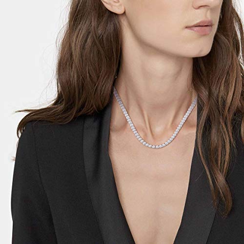 Tennis Necklace 18K White Gold Plated | 4.0mm Round Cubic Zirconia Cut Faux Diamond Tennis Chain for Women and Men3