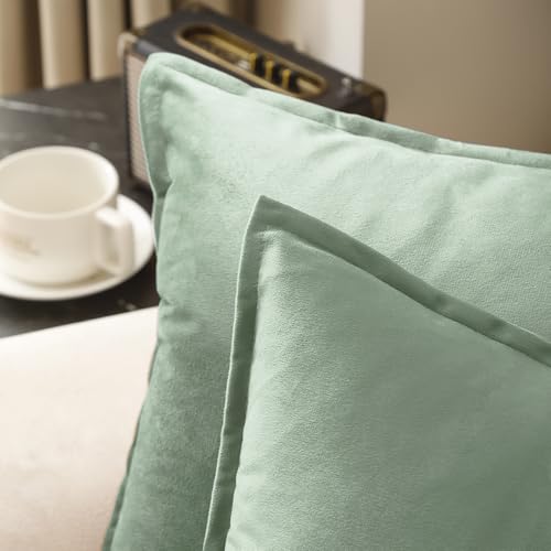 VAKADO Cushion Covers Velvet Decorative Pillow Covers Sage Green Christmas With Fringe Decor Soft Square Cozy Solid Color Cushion Cases Home for Bed Bedroom Sofa Couch Car Set of 2,45X45 - Cosy Home Interiors VAKADO Cushion Covers Velvet Decorative Pillow Covers Sage Green Christmas With Fringe Decor Soft Square Cozy Solid Color Cushion Cases Home for Bed Bedroom Sofa Couch Car Set of 2,45X45 - Image 4