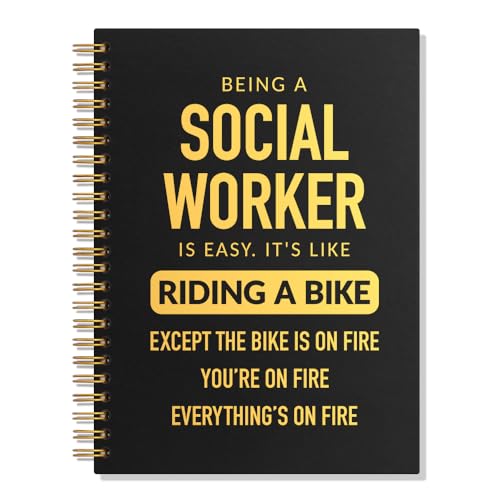 SRWNFOS Social Worker Lined Spiral Notebook, Funny 160 Pages Ruled Hardcover Notebook for Work, Social Worker Month Gifts for Therapists Volunteer Counselor, MSW LCSW Graduation Appreciation Gifts