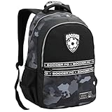 Mochila de Costas Escolar, Estampa Esportes, Bolsos Espaçosos, Alças Reforçadas Acolchoadas, P/Meninos Infantil, Material Resistente (Futebol)