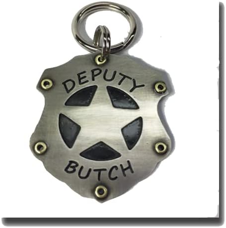 Novelty Fun Deputy Star Dog Tag ID-Hand Crafted Metal Pet Id Tag-Custom Stamped Dog Collar Tag-Law Enforcement Pet Emblem Tag-Personalized(1 1/2")