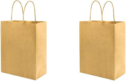 bagmad Paquete de 100 y 50 bolsas de papel marrón medio de 8 x 4.75 x 10 pulgadas con asas