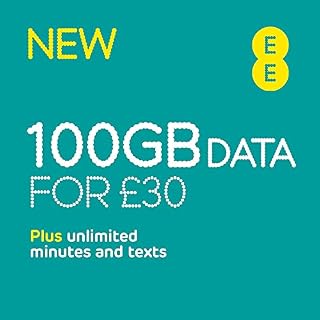 EE 100GB Data Sim, Includes £30 pre-paid credit, 100GB Data, Unlimited Minutes & Unlimited Texts