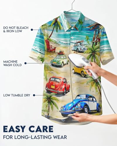 Image of 99TIMORO Fathers Funny Mens Hawaiian Shirt, Movie Button Down Short Sleeve Top, Father Day Summer Gifts