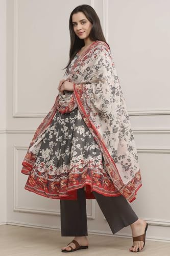 Image of BIBA Women Cotton Printed Anarkali Suit Set