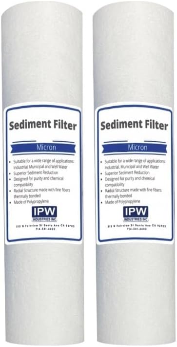 IPW Industries Inc. -10" X 2.5" Compatible with Kenmore 38480 Whole House Sediment Filter - 1 Micron Water Filter Cartridge Well Water Filtration - Pack of 2
