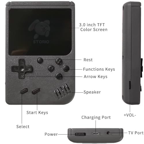 Image of Storio Rechargeable Pocket Video Game for Kids 400 in 1 Retro Game Box Console Handheld Game Box with TV Output - Multicolor