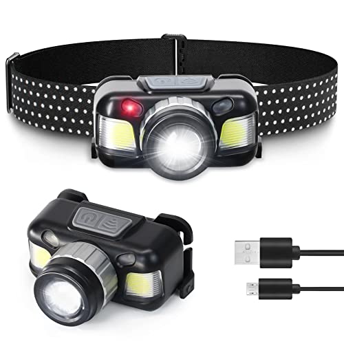 Laufary Headlamp Rechargeable, 20 Gears Rotating Zoom, Super Bright Led Headlamp Rechargeable, SensorSwitch, 4 Modes,Adjustable Headband, IPX4 Waterproof, Outdoor Hunting,Hiking,Camping, Emergency.