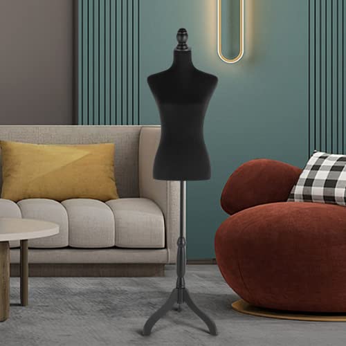 Hombour Dress Form With Detachable Black Fabric Cover, 52-67 Inch Height Adjustable Female Mannequin Torso With Tripod Base Stand For Sewing Dress Jewelry Display, White Model #TOP7