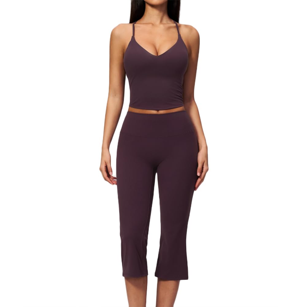 JPXJGT Tank Top Butt Lift 7 Flared Leggings Athletic Workout Outfit