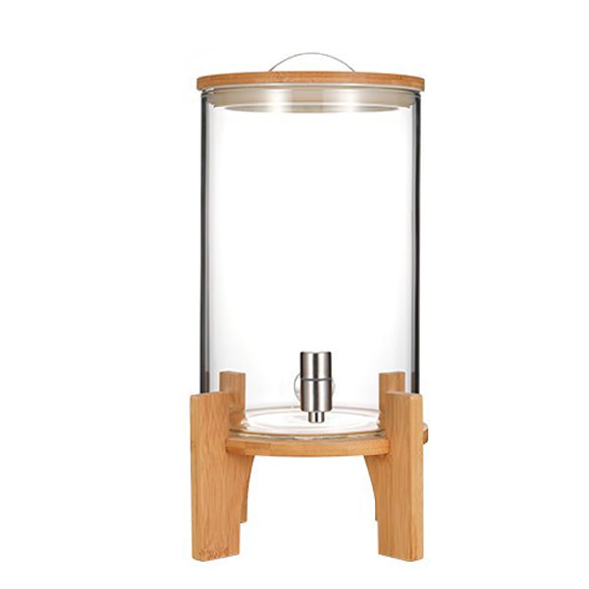 Dispensador De Bebidas De Vidrio Con Grifo - Ideal Para Kombucha, Agua, Jugo, Leche, Café Helado O Té Helado - Versátil Tarro Mason Para Bebidas Frías - Diseño Transparente, Gran Capacidad, 7.L