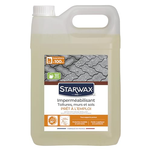 STARWAX - Imperméabilisant pour toitures, murs et sols - Prêt à l'emploi - sec en 30min - Tous supports poreux - Protection invisible et sans tache - Facile...