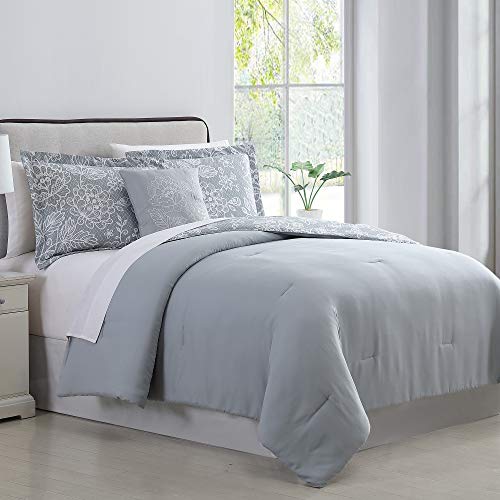 Image of Modern Threads Olivia 8-Piece Printed Reversible Bed in a Bag Silver Blue, Full