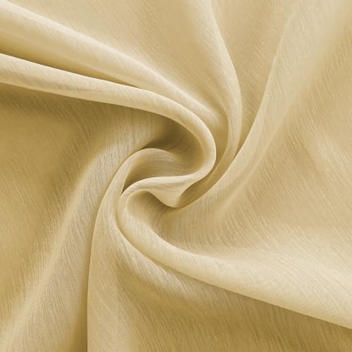 Mrs.Naturall Gold Sheer Curtains 84 Inches Long for Living Room, Bronze Grommet Elegant Luxury Faux Silk Semi Voile Modern Window Sheer Curtains for Bedroom Dining Room Set 2 Panels by Mrs.Naturall - Used condition - Image 7