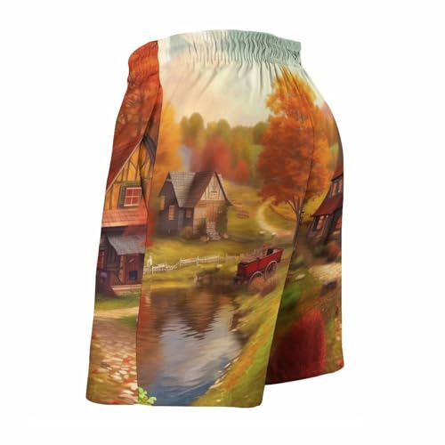 Autumn Village Mens Swim Trunks Summer Beach Shorts Quick Dry Swimming Shorts Funny Swimwear Bathing Suits4