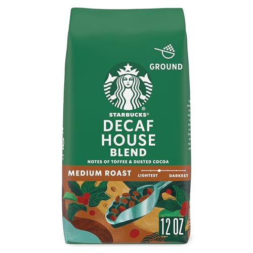 Starbucks Ground Coffee, Medium Roast Hot or Iced Coffee, Decaf House Blend, 12 oz