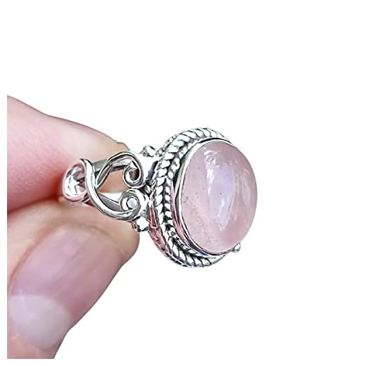 Navya Craft Rose Quartz Ring, 925 Sterling Silver Promise Ring for Women, Natural Oval Pink Gemstone Handmade Jewelry, January Birthstone, Gift for Her Mom, Sister, Friend – Size 6