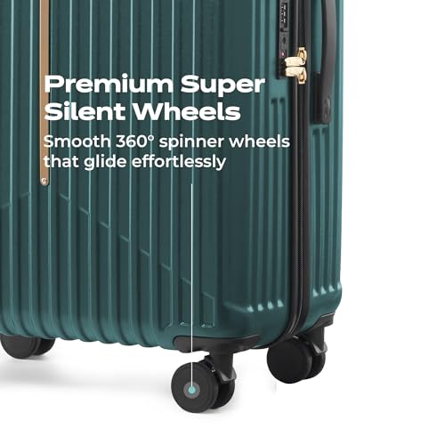 Image of Midnight Voyager Check-in Large 76cm | Trolley Bag Hard Case Polycarbonate, 4 Wheels 360 Degree Wheeling System Luggage, Suitcase for Travel, with Front Laptop Access (Moss Green)