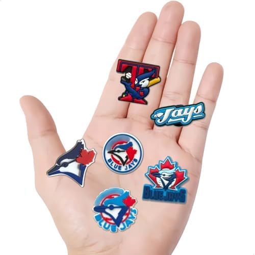 6 Pcs Blue Jays Historical Logos Shoes Charms, Baseball Team Shoes Accessories Decoration Party Gifts for Baseball Fans — view 4