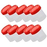 NUOBESTY 10 Stück Auslaufsichere 60ml Plastikbecher mit Schraubverschluss Skaliert Geruchsneutral für Probenentnahme und Flüssigkeitsanalyse