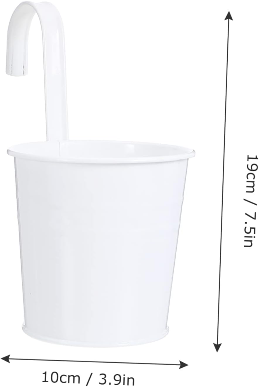 Kisangel 8pcs Outdoor Flower Pot Set Over Railing Planter Box for Hanging Garden Decorative Hanging Planter Pots Drainage Holes