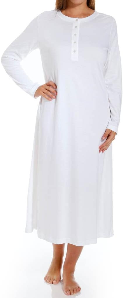 P-Jamas Women's 387660 48 Inch Henley Long Gown - Image 3