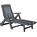 CASARIA Chaise Longue Zircone Pliable Anthracite Plastique PVC Dossier réglable 5 Positions 2 Roues Bain de Soleil Jardin terrasse extérieur