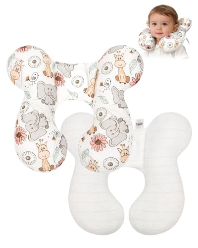 Image of KAKIBLIN Baby Travel Pillow, Baby Neck Pillow for Car Seat, U-Shaped Head and Neck Support for Stroller Pushchair, Soft Cooling Breathable Infant Head Pillow for Newborn Toddler