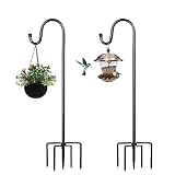 ToyHotels Shepherd Hooks for Outdoor, 2 Pack 62 Inch Bird Feeder Pole with 5 Prongs Base for Hanging Lantern, Hummingbird Feeder, Lightweight Plant, Shepherds Hook for Bird Feeders for Outside