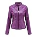 DEAR MODEL Faux Leather Jacket Women Bomber Jacket Women's Belted Motorcycle Jacket,Purple,M