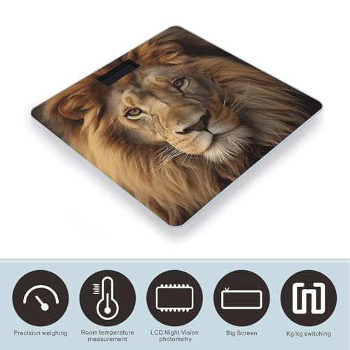 Báscula digital de baño con diseño cabeza de león africano miniatura 3