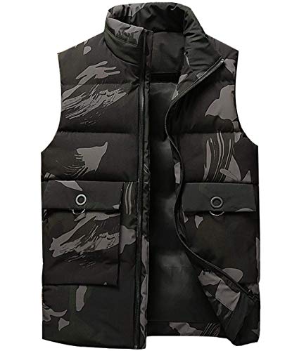 Vcansion Men's Winter Warm Puffer Vest Quilted Padded Sleeveless Camo Jacket Camo Us S/Asian Xl #TOP20