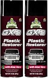 GX-3 Plastic Restorer – Black Plastic Restorer for Cars & Automotive Trim Restorer – Interior Car Cleaner & Exterior Faded Plastic, Vinyl & Rubber Renewer with Aloe Vera 2PK (8 fl oz)