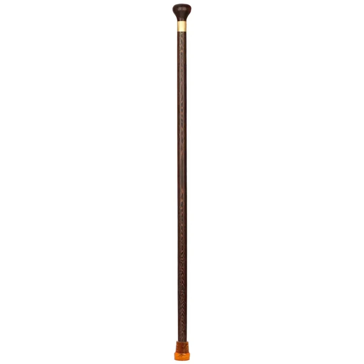 Drewniana laska, Drewniana laska mahoniowa, brązowa, 80-86 cm, okrągła, z główką(80cm)