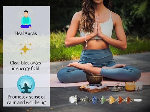 Image of Crystal Heaven Crystal Chakra Wand Healing Crystal Wands - Chakra Cone Pyramid Crystal Wand For Meditation, Healing, Yoga, Magic And More - Crystals And Healing Stones Gift