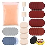 Glass Polishing Kit, 39Pcs/Set Glass Scratch Remover, Deep Scratch Window Repair Tool, Window Windscreen Repair Kit with Cerium Oxide Polishing Powder Polish Pad and Wheel(Size:39pcs)