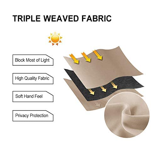 DWCN Beige Blackout Curtain Panel for Bedroom - Thermal Insulated Energy Saving Grommet Blackout Drapery for Patio Door, Room Divider Long Curtain, W72 by L72, 1 PC by DWCN - Image 3