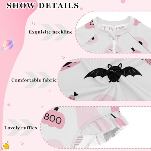 Image of Baby Girl Bathing Suit Long Sleeve UPF 50+ One Piece Toddler Swimsuit