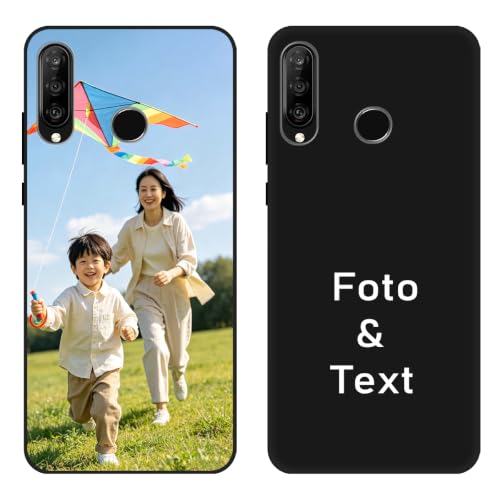 YonderYM Case Compatible with Huawei P30 lite, Custom Photo Text Name Customized Personalized Gift Cover Black TPU
