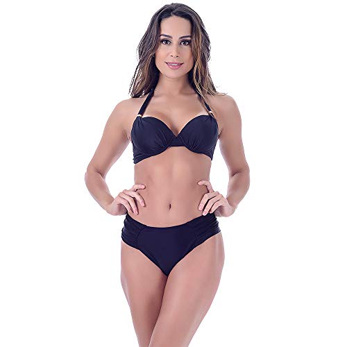 Biquíni Meia Taça Cintura Alta Preto Summer Soul (GG)